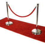 Red carpet and crowd control stanchion rental with red rope.